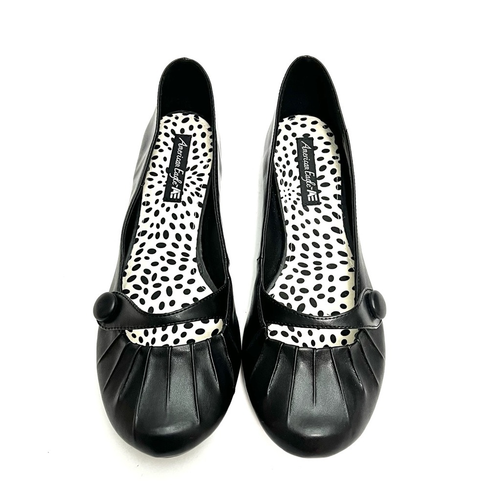 Vintage Y2K deadstock black vegan leather Mary Jane flats